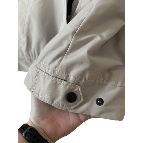 Nautica Mens Reversible Full Zip Fleece Beige Navy Bomber Jacket Size Medium - Picture 6 of 8